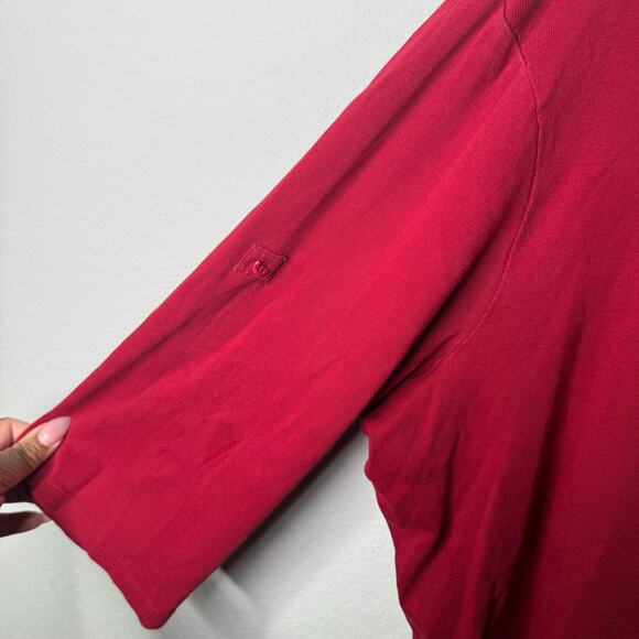 Lauren Ralph Lauren 2X Red 100% Cotton Long Sleeve Top Logo Button Classic Fit - Picture 6 of 8
